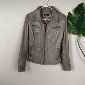 Danier leather gray leather coat